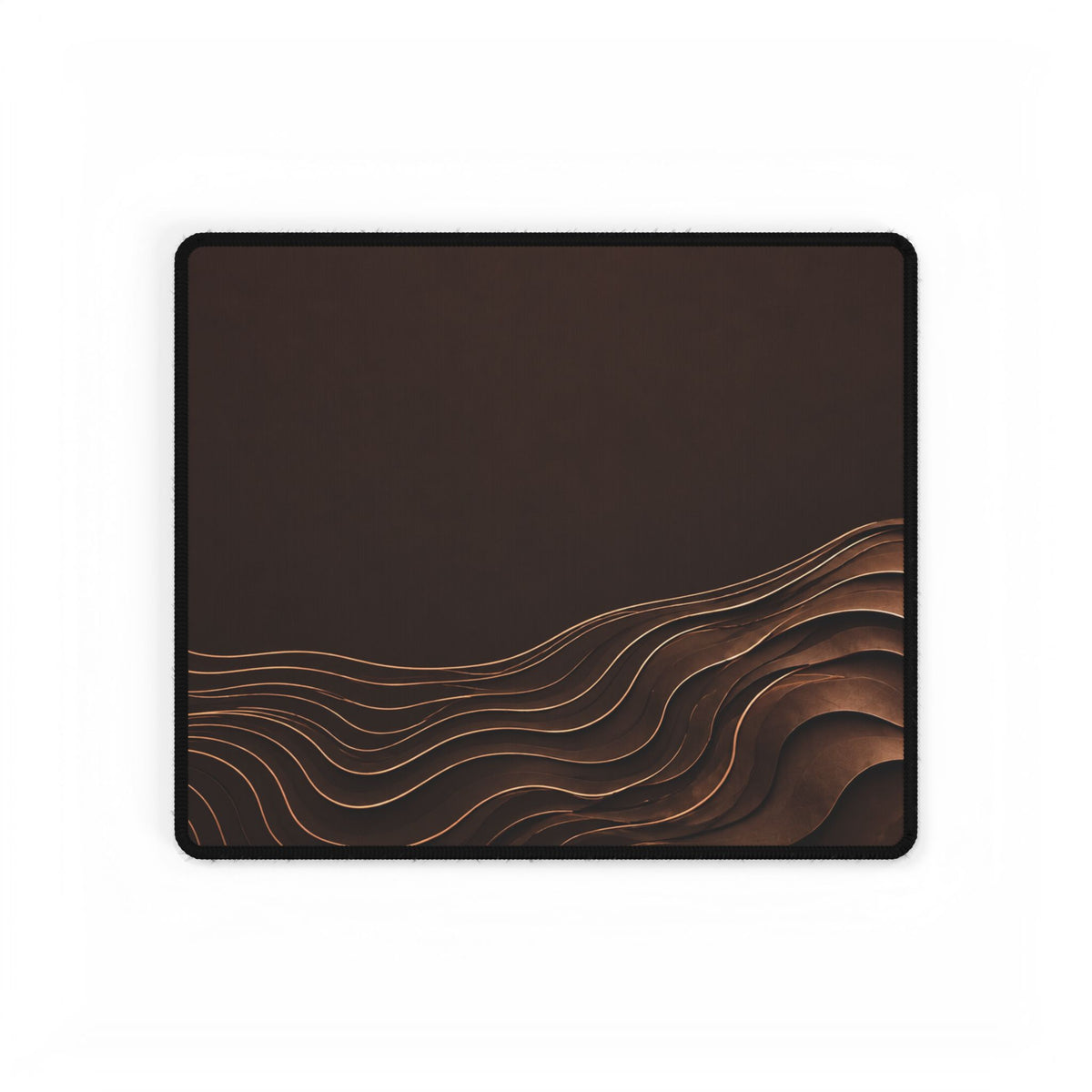 Printify preview: Espresso Evolution desk mat, 14.4 × 12.1 inches, flat on a white background.