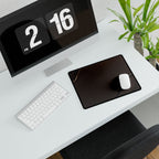Printify preview: Espresso Cutaway, 14.4 × 12.1 inches, with a mouse beside a keyboard, viewed at an angle.