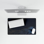 Printify preview: overhead view of Navy Evolution, 23.6 × 13.8 inches, with keyboard and mouse.