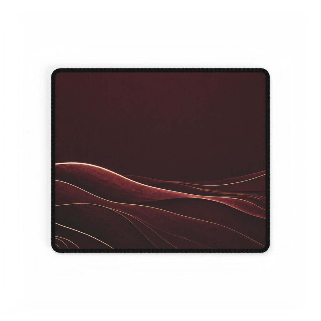 Printify preview: Burgundy Horizon desk mat, 14.4 × 12.1 inches, flat on a white background.