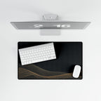 Printify preview: overhead view of Obsidian Interference, 23.6 × 13.8 inches, with keyboard and mouse.