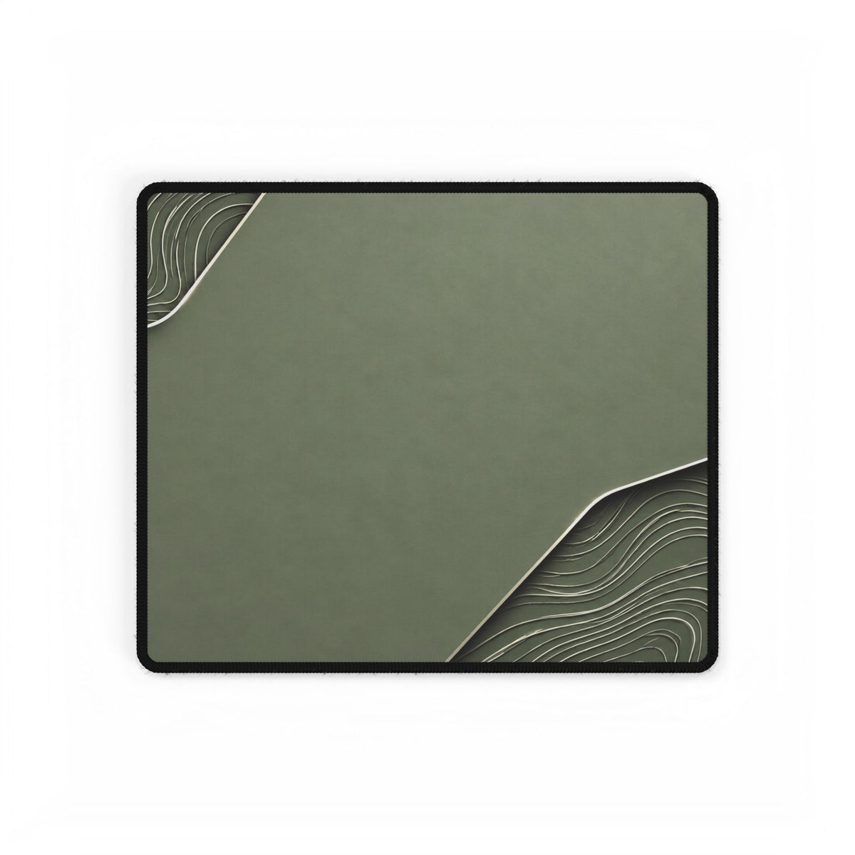 Printify preview: Sage Cutaway desk mat, 14.4 × 12.1 inches, flat on a white background.