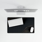 Printify preview: overhead view of Obsidian Cutaway, 23.6 × 13.8 inches, with keyboard and mouse.