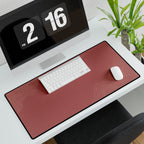 Printify preview: Minimal Rose Clay, 23.6 × 13.8 inches, angled desk view with keyboard and mouse.