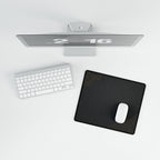 Printify preview: Minimal Obsidian Gold, 14.4 × 12.1 inches, overhead desk view with keyboard and mouse.