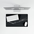 Printify preview: Charcoal Radiance, 23.6 × 13.8 inches, overhead desk view with keyboard and mouse.