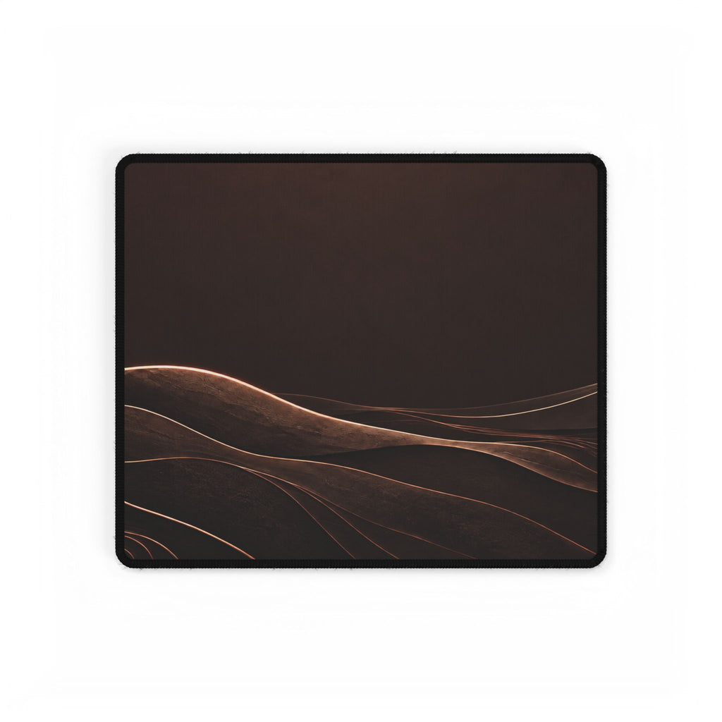 Printify preview: Espresso Horizon desk mat, 14.4 × 12.1 inches, flat on a white background.