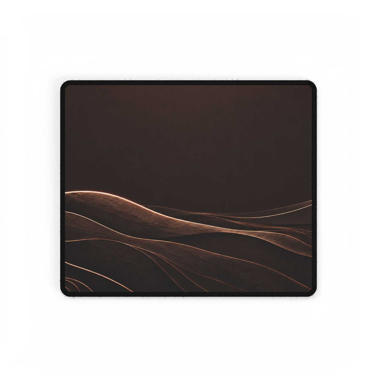 Printify preview: Espresso Horizon desk mat, 14.4 × 12.1 inches, flat on a white background.