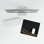 Printify preview: overhead view of Obsidian Interference, 14.4 × 12.1 inches, with a mouse beside a keyboard.