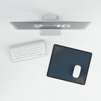 Printify preview: Minimal Slate Copper, 14.4 × 12.1 inches, overhead desk view with keyboard and mouse.