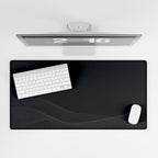 Printify preview: overhead view of Graphite Interference, 31.5 × 15.5 inches, with keyboard and mouse.