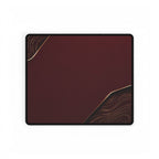 Printify preview: Burgundy Cutaway desk mat, 14.4 × 12.1 inches, flat on a white background.