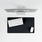 Printify preview: Minimal Midnight Navy, 23.6 × 13.8 inches, overhead desk view with keyboard and mouse.