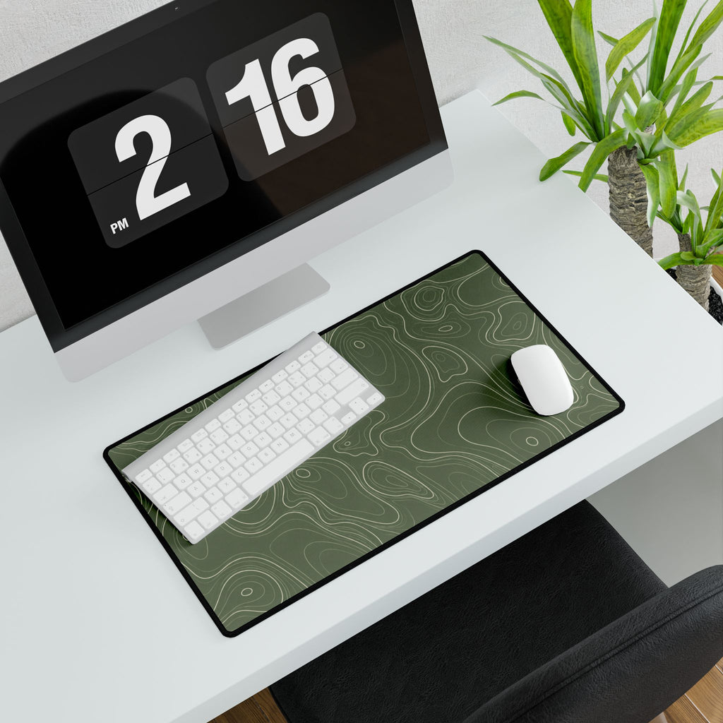 Printify preview: Sage Atlas, 23.6 × 13.8 inches, angled desk view with keyboard and mouse.