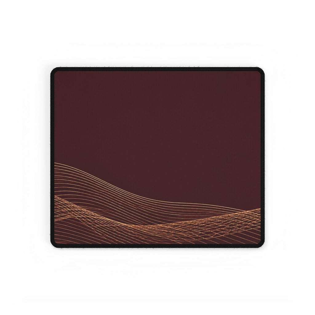 Printify preview: Burgundy Interference desk mat, 14.4 × 12.1 inches, flat on a white background.