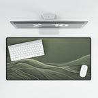 Printify preview: overhead view of Sage Horizon, 31.5 × 15.5 inches, with keyboard and mouse.