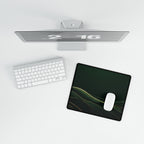 Printify preview: overhead view of Forest Horizon, 14.4 × 12.1 inches, with a mouse beside a keyboard.
