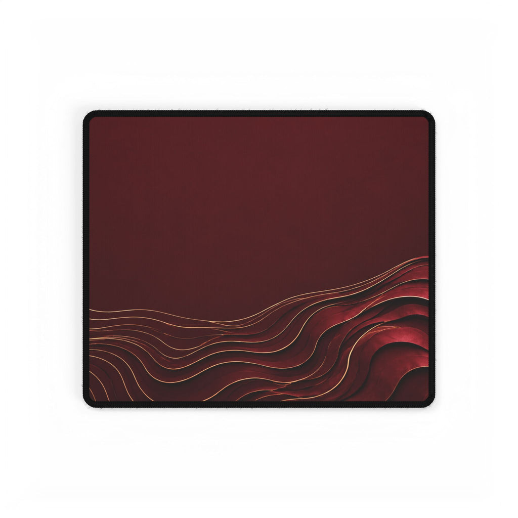 Printify preview: Burgundy Evolution desk mat, 14.4 × 12.1 inches, flat on a white background.