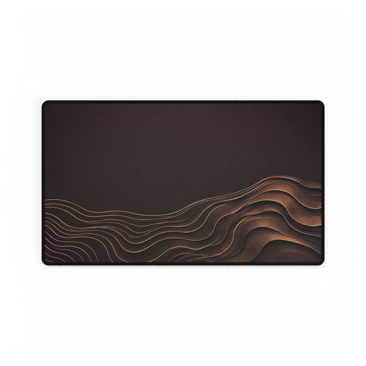 Printify preview: Espresso Evolution desk mat, 23.6 × 13.8 inches, flat on a white background.