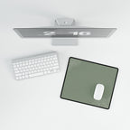 Overhead view of Minimal Green compact desk mat with a mouse beside the keyboard.