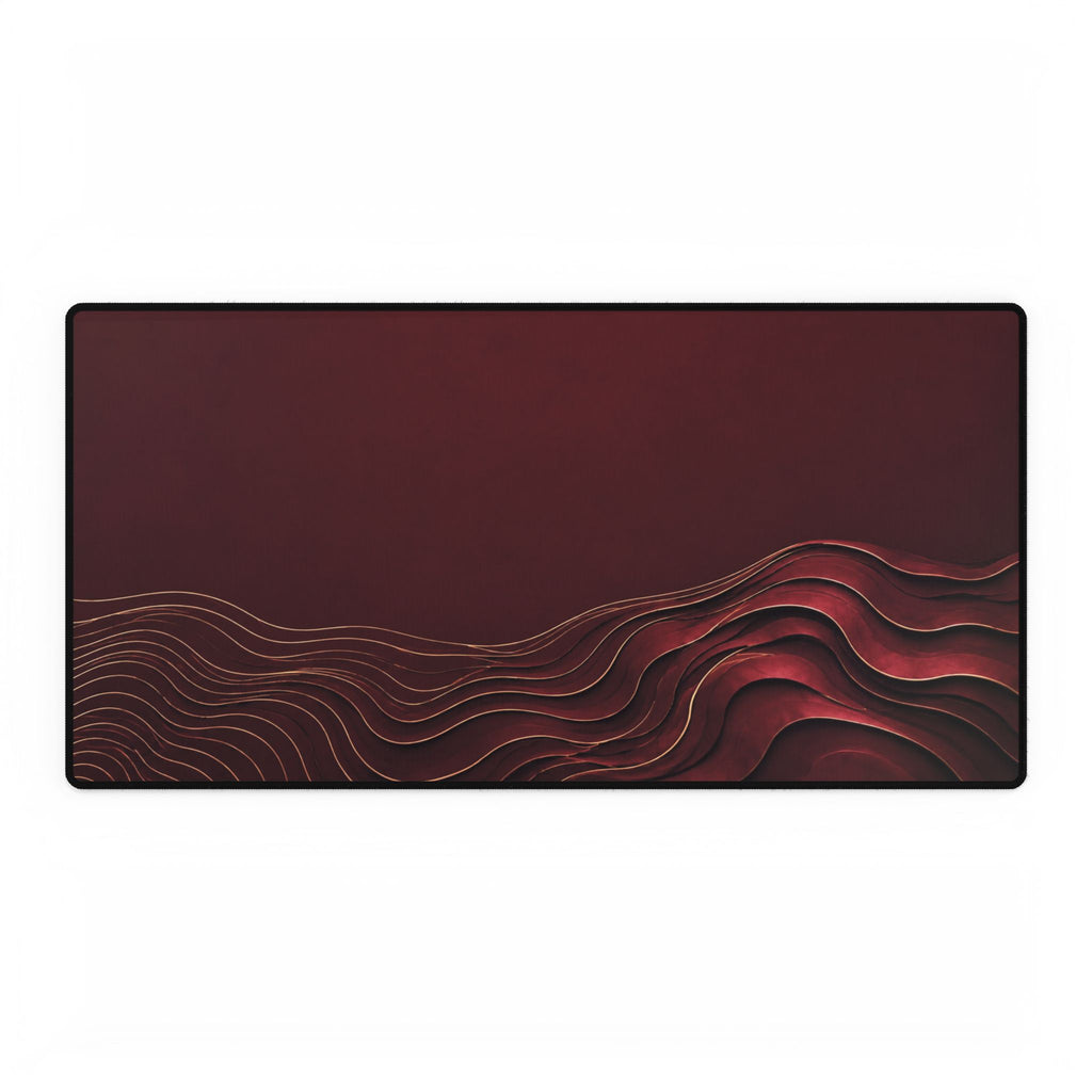 Printify preview: Burgundy Evolution desk mat, 31.5 × 15.5 inches, flat on a white background.