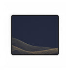 Printify preview: Navy Interference desk mat, 14.4 × 12.1 inches, flat on a white background.