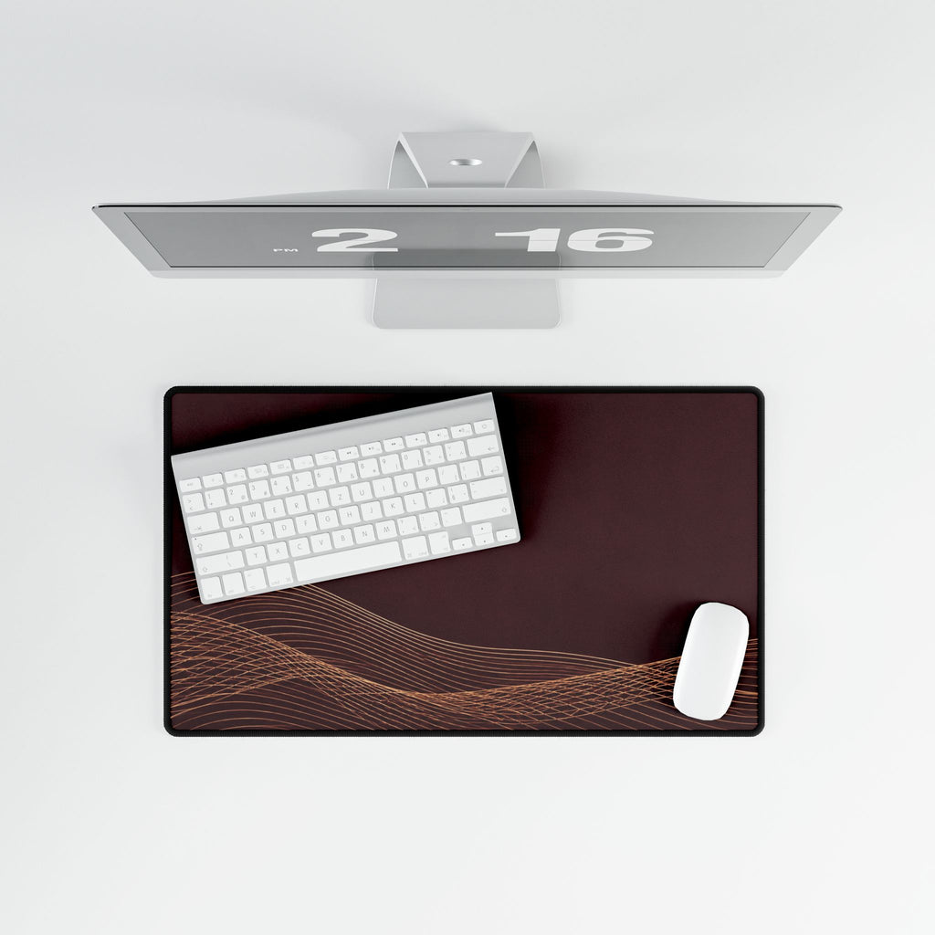 Printify preview: overhead view of Burgundy Interference, 23.6 × 13.8 inches, with keyboard and mouse.