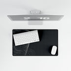 Printify preview: overhead view of Charcoal Optic, 23.6 × 13.8 inches, with keyboard and mouse.