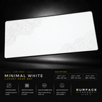 Minimal White desk mat floating against a dark studio background.