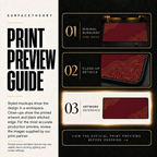 Minimal Burgundy print preview guide comparing styled mockups, printed detail and artwork reference.