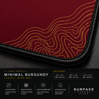 Close-up of Minimal Burgundy's printed contour lines, fabric surface and black stitched corner.