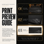 Charcoal Evolution print preview guide showing the styled artwork, close-up and print reference.
