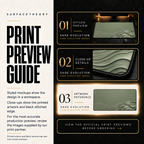 Sage Evolution print preview guide showing the styled artwork, close-up and print reference.
