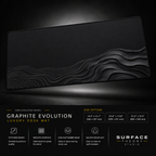 Graphite Evolution desk mat floating against a dark studio background.