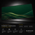 Forest Horizon desk mat floating against a dark studio background.