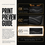 Charcoal Horizon print preview guide with a styled mockup, close-up and artwork reference.