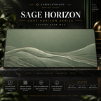 Sage Horizon desk mat on a studio display with size and product information.