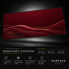 Burgundy Horizon desk mat floating against a dark studio background.
