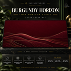 Burgundy Horizon desk mat on a studio display with size and product information.
