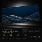 Navy Horizon desk mat floating against a dark studio background.