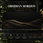 Obsidian Horizon desk mat on a studio display with size and product information.