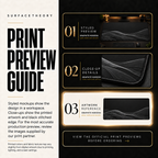 Graphite Horizon print preview guide with a styled mockup, close-up and artwork reference.