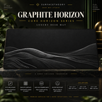 Graphite Horizon desk mat on a studio display with size and product information.