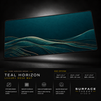 Teal Horizon desk mat floating against a dark studio background.