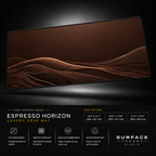 Espresso Horizon desk mat floating against a dark studio background.