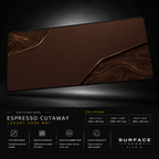 Espresso Cutaway desk mat floating against a dark studio background.