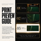 Forest Optic print preview guide showing the styled artwork, close-up and print reference.