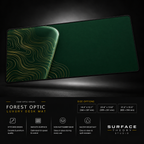 Forest Optic desk mat floating against a dark studio background.