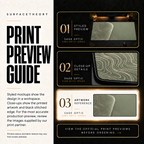 Sage Optic print preview guide showing the styled artwork, close-up and print reference.