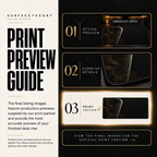 Obsidian Optic print preview guide showing the styled artwork, close-up and print reference.